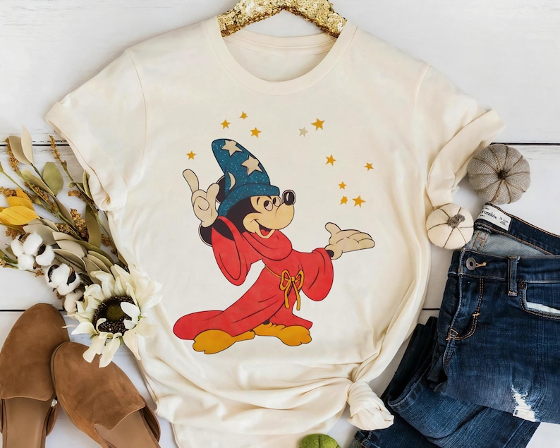Retro Sorcerer Mickey Shirt, Magic Wizard Mickey, Fantasmic Disneyland Walt Disney's Fantasia Shirt, Disneyland Matching Family Shirt image 2