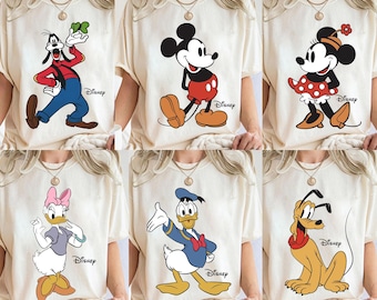Camiseta clásica de Disney con Mickey y Minnie Mouse, camiseta clásica de Mickey y sus amigos, camiseta de Donald y Daisy, camiseta a juego familiar de Disneyland