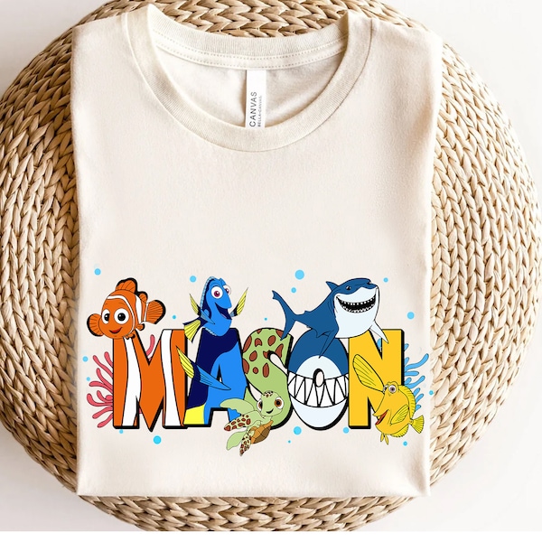 Personalized Finding Nemo Character Name Shirt, Custom Girl Tee, Name Kids Shirt, Custom Boy Shirt, Custom Name Disney Family Matching Tee