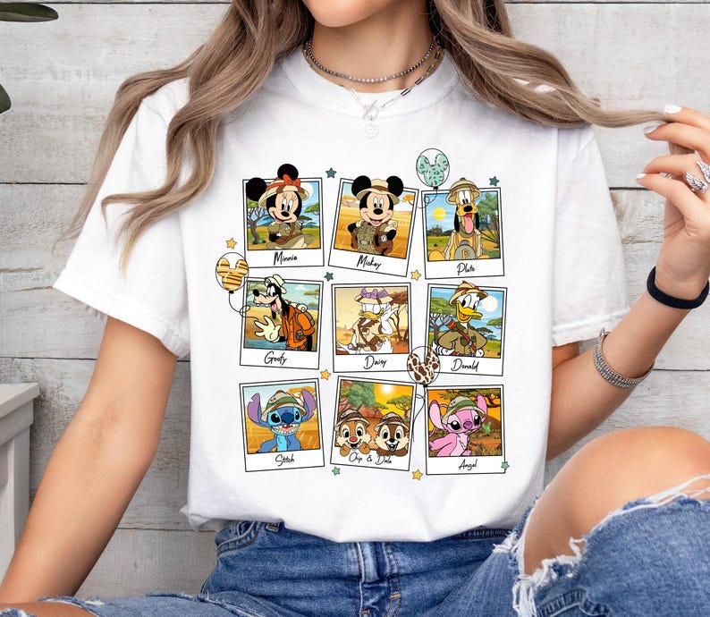 Magliette Disney Topolino e amici Safari Animal Kingdom, Cip e Ciop, Stitch Angelo, magliette coordinate per la famiglia Disneyland, maglietta Disney Epcot immagine 1