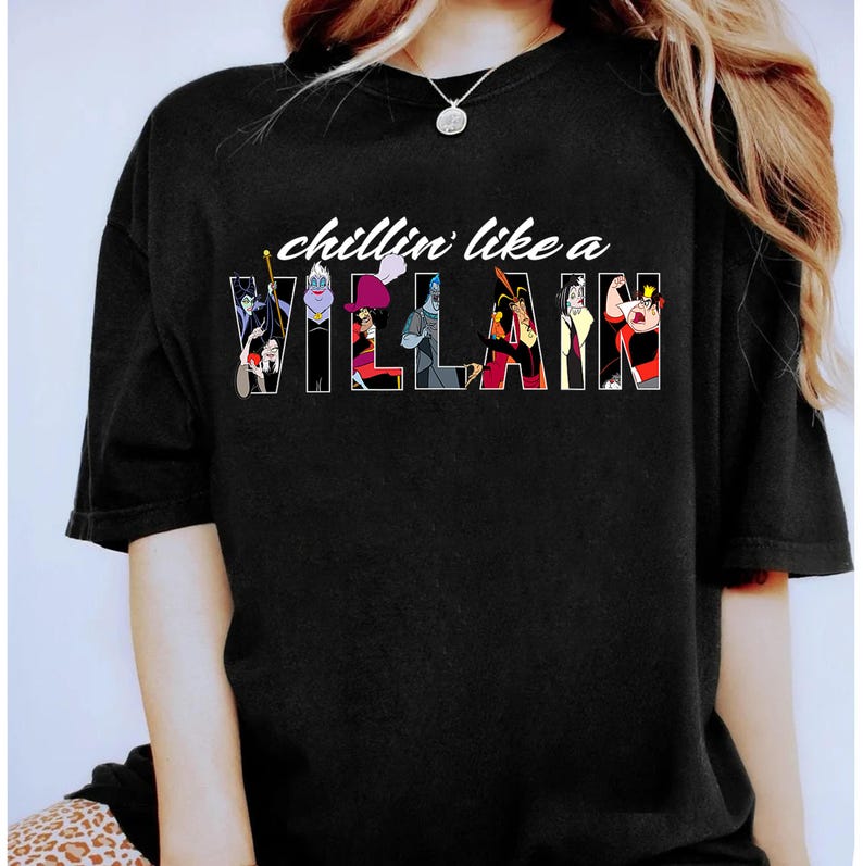 Disney Villains Chillin Like A Villain Cruella Ursula Evil Queen Captain Hook Shirt, Disneyland Family Matching Shirt, WDW Epcot Theme Park image 2