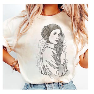 Star Wars Princess Leia Geometric Line Drawing T-Shirt, Disneyland Family Matching Shirt, Magic Kingdom, WDW Epcot Theme Park Shirt