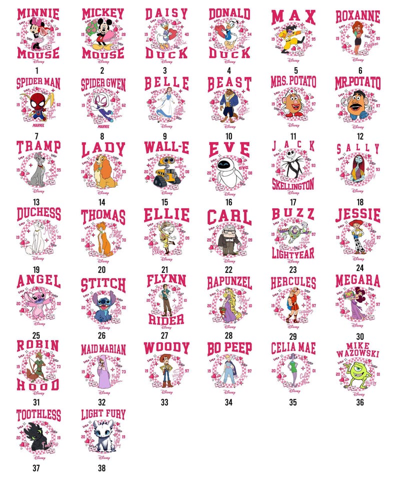 Disney Mickey en Minnie Love Hearts Valentine-shirt, Stitch & Angel Valentine-shirts, Max Roxanne-T-shirts voor koppels, bijpassende T-shirts voor Disney-koppels afbeelding 2
