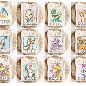 Camiseta de dibujos animados con todos los personajes de Walt Disney World, camiseta de dibujos animados de Mickey y sus amigos de Toy Story, princesa, Chip y Dale, camiseta con boceto de Disney imagen 2