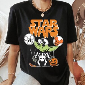 Camiseta de Halloween de Yoda de Star Wars con globos espeluznantes, Camiseta de Halloween de Yoda, Camisetas familiares a juego para la fiesta de Halloween de WDW Disneyland imagen 2