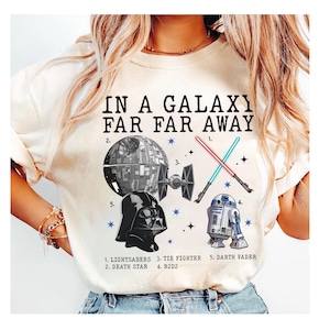 In A Galaxy Far Far Away Star Wars Shirt, Darth Vader and R2D2 Lightsabers Death Star Shirt, Star Wars Fan Tee, Galaxy&#39;s Edge Shirt