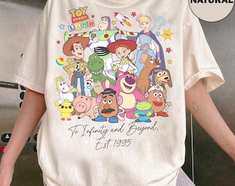 Vintage Disney Pixar Toy Story Land To Infinity and Beyond 1995 Shirt, Woody Buzz Jessie Alien Toy Story Party Shirt, Disney Girl's Trip Tee