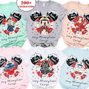 Camiseta personalizada de Disney Cruise Line con todos los personajes, camiseta Very Merry Time Cruises, camiseta personalizada de Mickey y sus amigos con luces navideñas de Toy Story