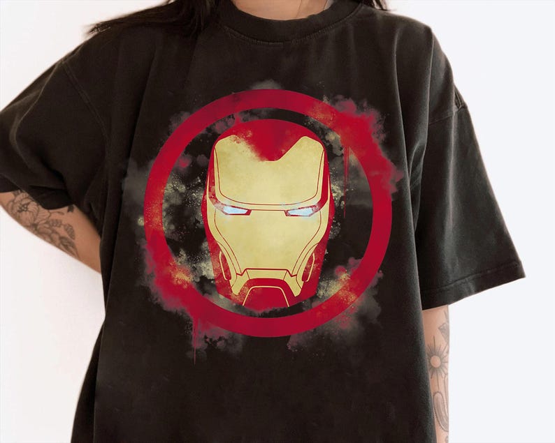 Marvel Avengers Endgame Iron Man Spray Paint Logo T-Shirt, Disneyland Family Matching Shirt, Magic Kingdom Tee, WDW Epcot Theme Park Shirt image 1