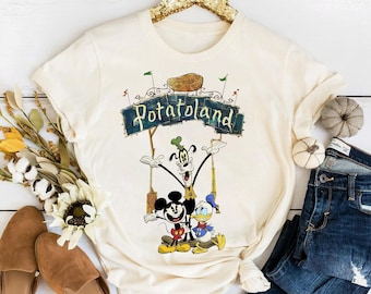 Camiseta vintage de Mickey y sus amigos de Disney Potatoland, camiseta de Mickey, Donald y Goofy de bienvenida a Potatoland, camiseta a juego para la familia Disney.