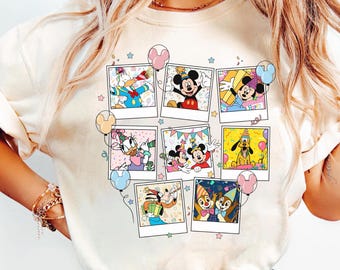 Camiseta de cumpleaños con globos de Mickey y sus amigos de Disney, camisetas con globos para fiestas de cumpleaños de Disneyland, camisetas de cumpleaños familiares a juego de Disney