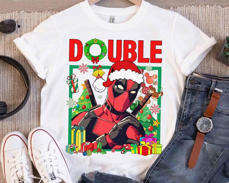 Marvel Wolverine And Deadpool Double Trouble Christmas Shirt, Marvel Christmas Costume Shirt, Disneyland Family Christmas Matching Shirt image 2