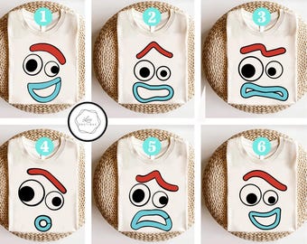 Koszulka Disney Pixar Toy Story 4 Forky z dużą, wesołą i zaskoczoną miną na Halloween, pasująca koszulka rodzinna Disneyland Halloween, koszulka Magic Kingdom