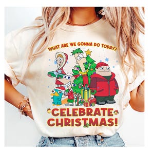 Disney Phineas and Ferb Christmas Lights T-Shirt, Phineas, Ferb, Perry Celebrate Christmas Shirt, Disneyland Christmas Family Matching Tee