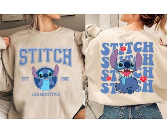 Camiseta Disney Stitch con retrato a doble cara (Est. 2002), linda camiseta de Lilo y Stitch, camisetas familiares a juego de WDW Disneyland, camiseta de Magic Kingdom