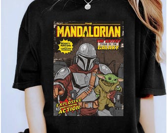 Star Wars The Mandalorian Comic Cover T-shirt, Star Wars-logoshirt, Disneyland WDW bijpassende familieshirt, Magic Kingdom-shirt