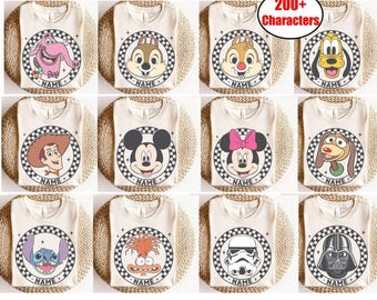 Anpassen Alle Disney-Charaktere Kariertes Hemd, Retro Micky und Freunde, Vintage Toy Story Star Wars Marvel Inside Out Charaktere T-Shirts