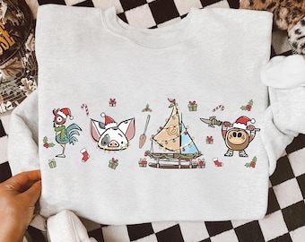 Disney Moana Movie Pua Hei Hei Watercolor Christmas T-Shirt, Disney Princess Moana Shirt, Magic Kingdom Trip, Disneyland Xmas Matching Tee