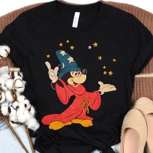 Retro Sorcerer Mickey Shirt, Magic Wizard Mickey, Fantasmic Disneyland Walt Disney's Fantasia Shirt, Disneyland Matching Family Shirt image 1
