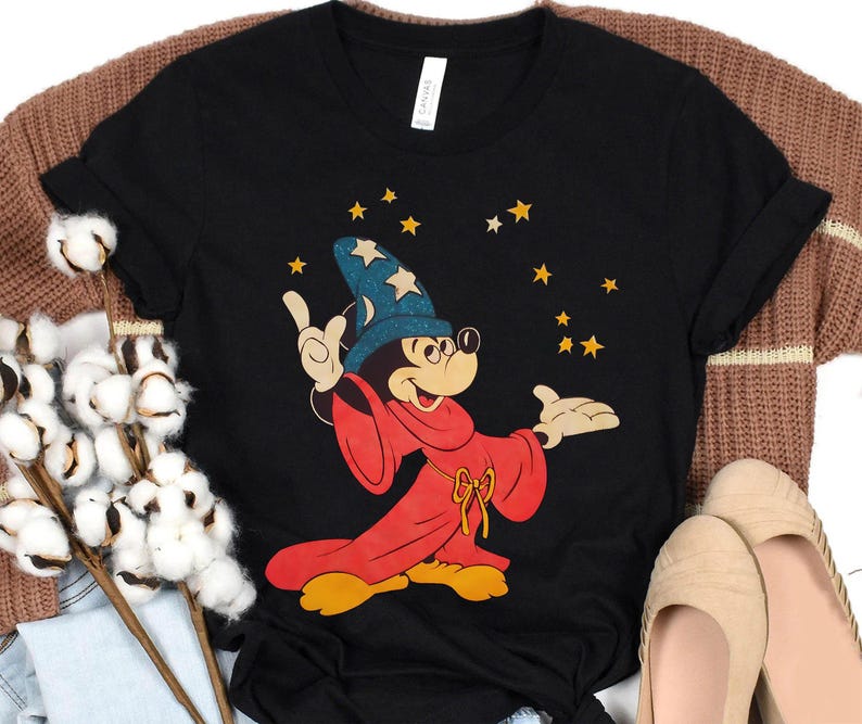 Retro Sorcerer Mickey Shirt, Magic Wizard Mickey, Fantasmic Disneyland Walt Disney's Fantasia Shirt, Disneyland Matching Family Shirt image 1