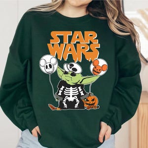 Camiseta de Halloween de Yoda de Star Wars con globos espeluznantes, Camiseta de Halloween de Yoda, Camisetas familiares a juego para la fiesta de Halloween de WDW Disneyland imagen 3