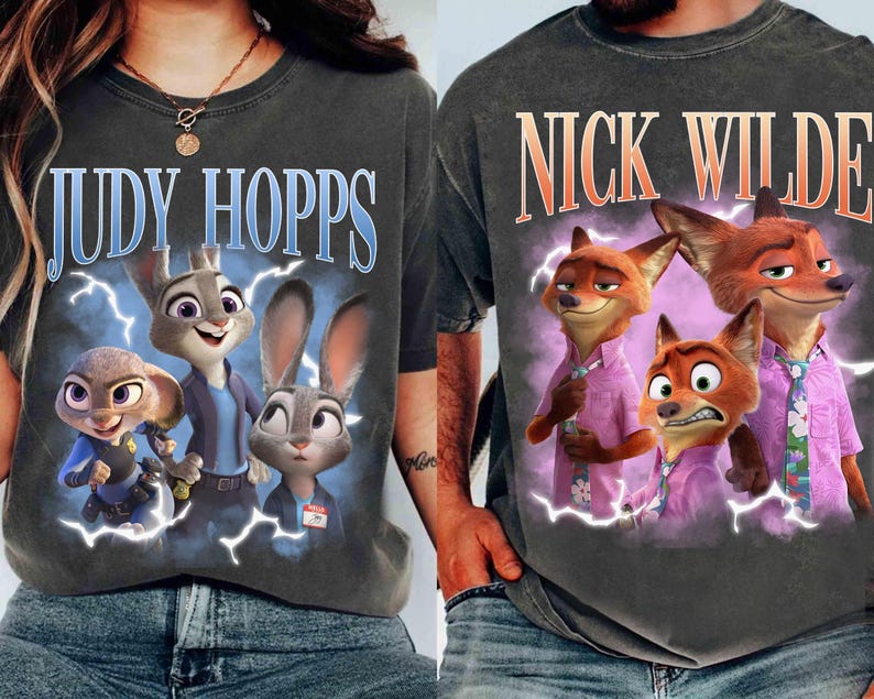 Disney Zootopia 2 Characters Bootleg Vintage Shirt, Judy Hopps Nick Wilde Gary De'Snake Nibbles Flash Chief Bogo Tee, Zootropolis Family image 1