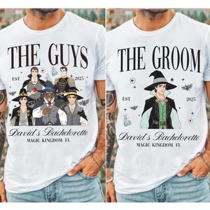 Personalized Disney Prince Halloween Bachelorette Party Shirt, Disney Bride Groom Matching Tee, The Guys Groom Witch Group Matching Shirt