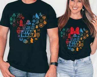Disney Couple Matching Star Wars May The 4th Be With You, Star Wars Death Star Mickey Ears Shirt, Galaxy's Edge Trip ,Star Wars Fan Tee 2026