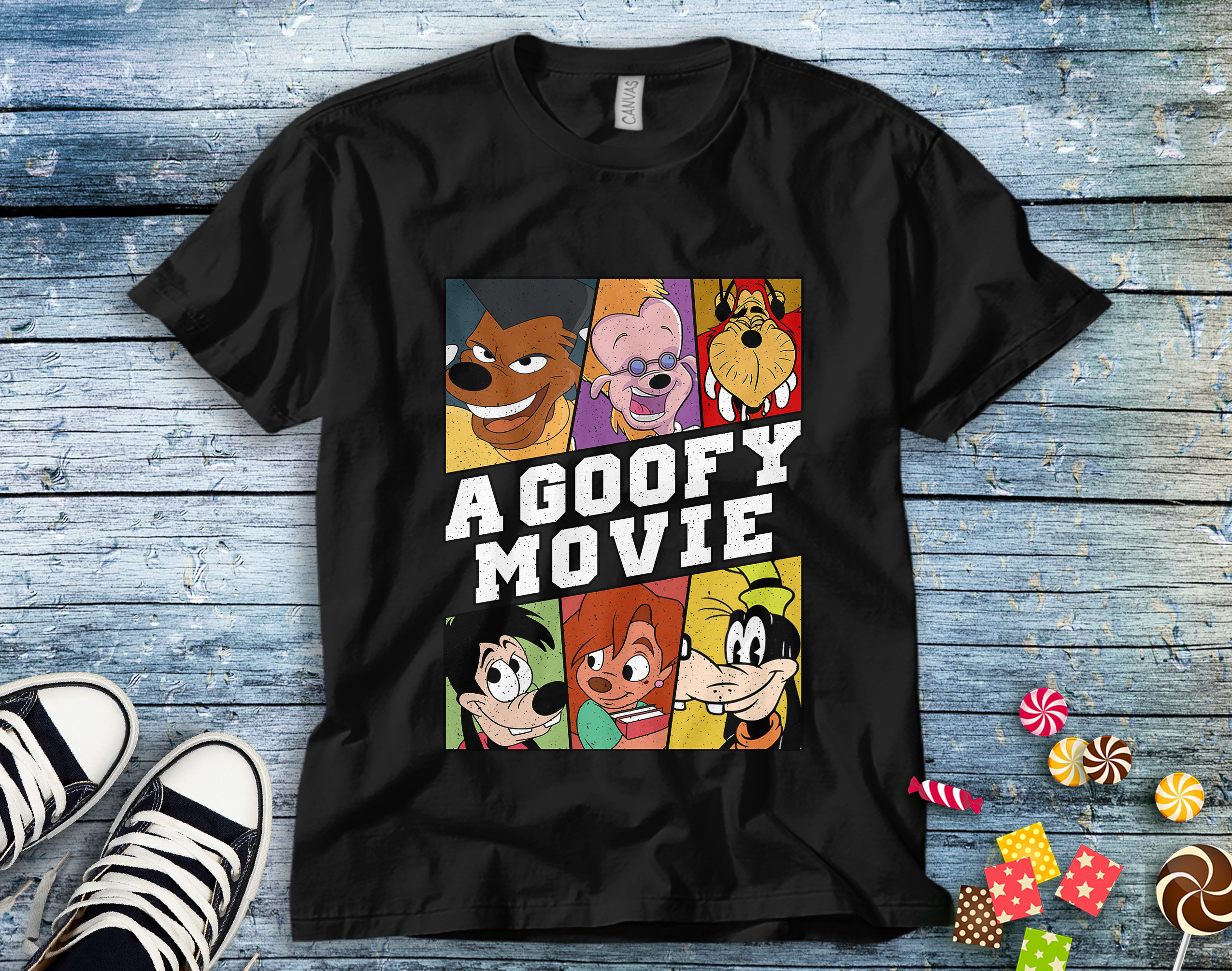 Disney A Goofy Movie Characters Max Roxxane Powerline Cheeza Bigfoot Retro T-Shirt