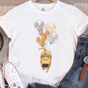 Retro Dug With Mickey Balloon Shirt, Disney Up Movie Dug Dog T-shirt, Magic Kingdom Shirt, Disneyland Matching Family Shirt