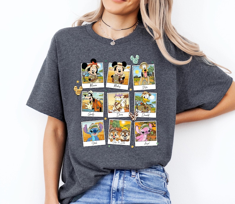 Magliette Disney Topolino e amici Safari Animal Kingdom, Cip e Ciop, Stitch Angelo, magliette coordinate per la famiglia Disneyland, maglietta Disney Epcot immagine 3