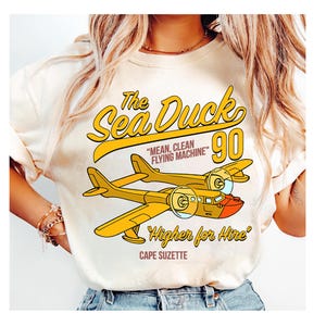 Vintage Disney TaleSpin Sea Duck-shirt, hoger te huur vliegtuig T-shirt, Cape Suzette jaren 90 cartoon shirt, DuckTales Adventure vliegtuigshirt