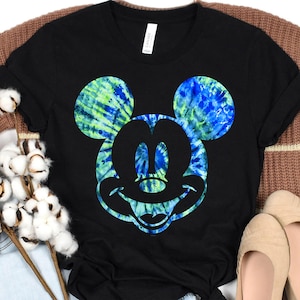Disney Mickey Mouse Green Tie Dye T-Shirt, Classic Mickey Portrait Tee, Disneyland Family Matching Shirt, WDW Epcot Theme Park Shirt