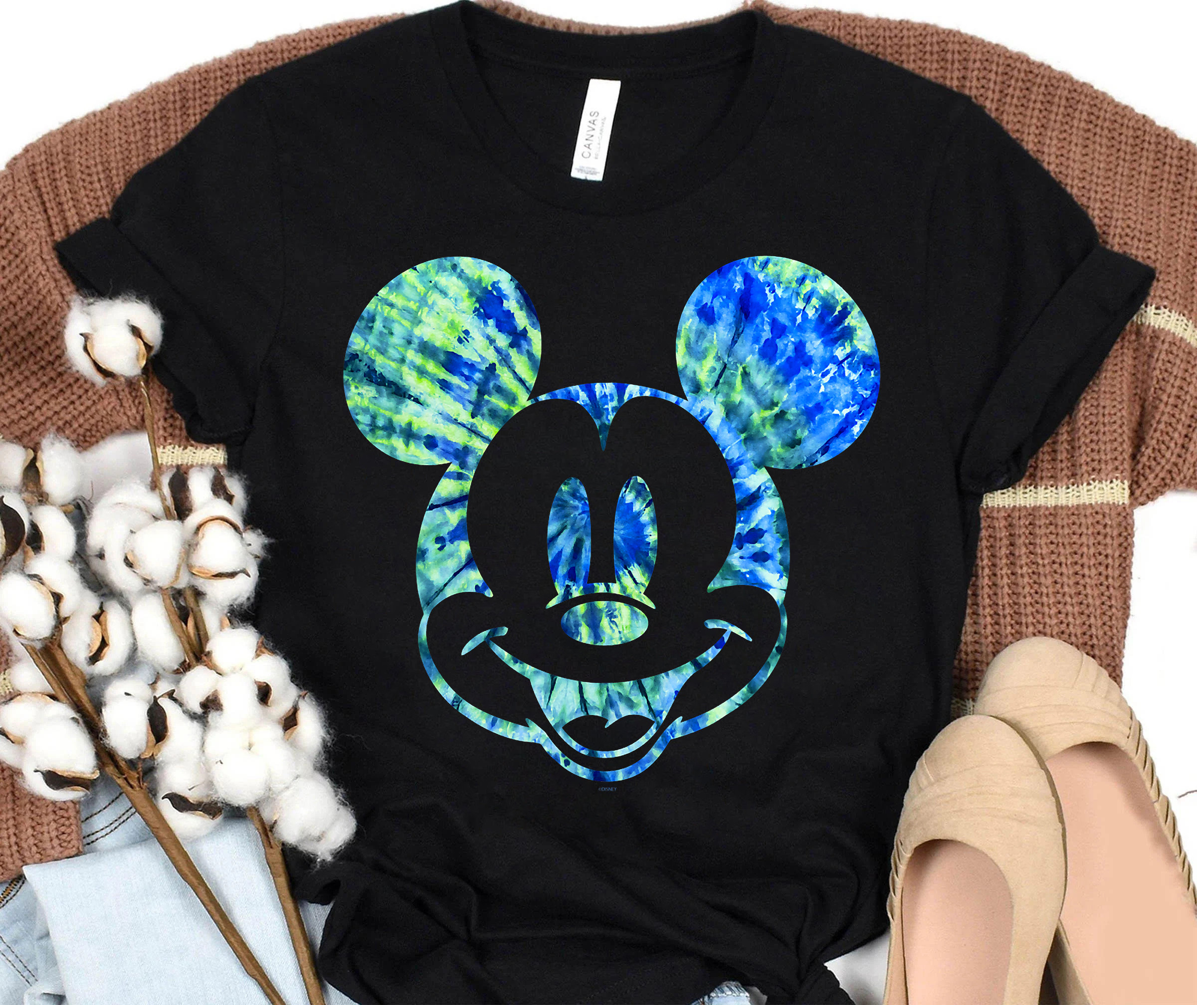 Disney Mickey Mouse Green Tie Dye T-Shirt, Classic Mickey Portrait Tee, Disneyland Family Matching Shirt, WDW Epcot Theme Park Shirt