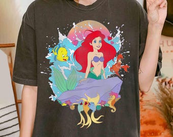Camiseta Disney Ariel Princesa A Pequena Sereia Ariel Splash, Camiseta Combinando para a Família Disneyland, Camiseta Magic Kingdom, Parque Temático WDW Epcot