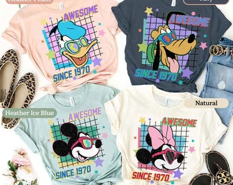 Camiseta retro de Mickey y sus amigos de los 90, genial desde 1970. Camiseta de Mickey, Minnie, Donald y Pluto. Camiseta Fantasía de Walt Disney de Disneyland. Camiseta de Disneyland.
