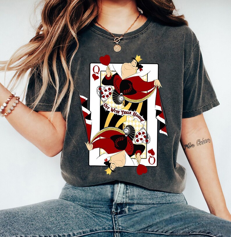 Disney Queen of Hearts Playing Card Alice in Wonderland Shirt ...