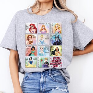 Koszulka z tekstem piosenki Disney In My Princess Era, koszulka z księżniczkami Disneya, Bellą, Arielką, Roszpunką, Aurorą, Kopciuszkiem, koszulka Disneyland Girls' Trip zdjęcie 4