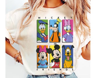 Disney Mickey y sus amigos Pato Donald Pato Daisy Goofy La pandilla Paneles de fotos grupales Camiseta unisex para adultos Camiseta para niños