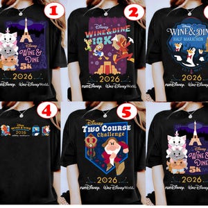 Run Disney Disneyland Disney Wine and DineMarathon Wochenende 2026 Shirt,run Disney Kinder Rassen T-Shirt, Runner 5K 10K HalbMarathon Comfort Farben