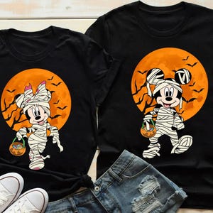 Disney Minnie Mouse Mickey Mouse Mummy Moon Pumpkin Lantern Halloween Shirt, Disneyland Halloween Matching Shirt, Halloween Party Gift 2026 image 1