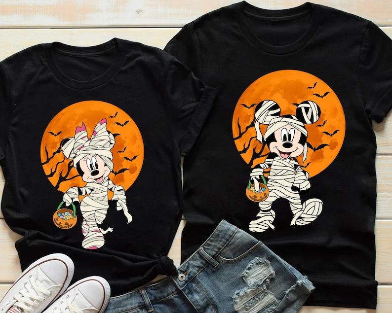 Disney Minnie Mouse Mickey Mouse Mummy Moon Pumpkin Lantern Halloween Shirt, Disneyland Halloween Matching Shirt, Halloween Party Gift 2026 image 1