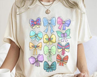 Disney Princess Cute Ribbons And Bows Pastel Colors Logo T-Shirt, Disney Princess Coquette Bow Shirt, Princess Bow Shirt, Disneyland Tee