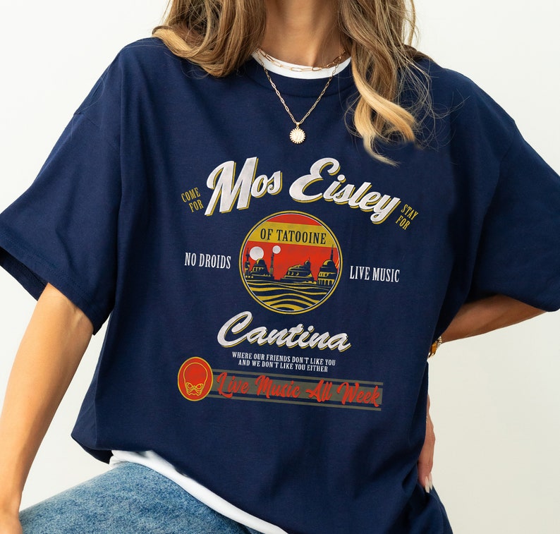 Star Wars Classic Mos Eisley Cantina Live Music All Week Ad T-Shirt, Star Wars Tee, Disneyland Halloween Party Matching Family Shirt image 1