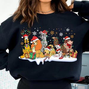 Camiseta navideña con luces de Disney Dogs, La Dama y el Vagabundo, Bolt, Slinky y Pongo Perdita, camiseta navideña familiar a juego de Disneyland