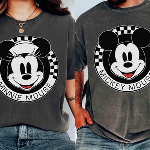 Camisetas Disney Mickey y sus amigos Mickey Mouse Minnie Mouse con estampado de cuadros y círculos, camiseta de Mickey a cuadros, camiseta para vacaciones familiares de Disney imagen 2