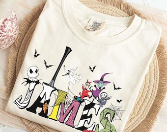 Camiseta personalizada de Disney &quot;Pesadilla antes de Navidad&quot;, camiseta personalizada para niña y niño, camiseta con nombre para niños, camiseta personalizada a juego con la familia Disney.