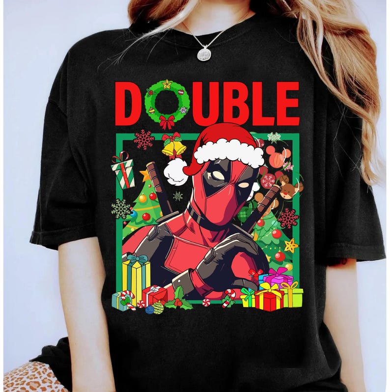 Marvel Wolverine And Deadpool Double Trouble Christmas Shirt, Marvel Christmas Costume Shirt, Disneyland Family Christmas Matching Shirt image 4