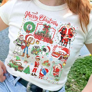 Disney Pixar Group Christmas Lights shirt, Disney Pixar Pier Christmas Tee, Cars Toy Story Inside Out Disneyland California Christmas Outfit image 2