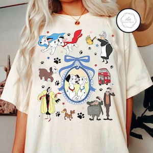 Coquette Bow Disney 101 Dalmatians Characters Shirt, Cruella De Vil Perdita Pongo Rolly Lucky Sweatshirt, Disneyland Family Vacation Shirt